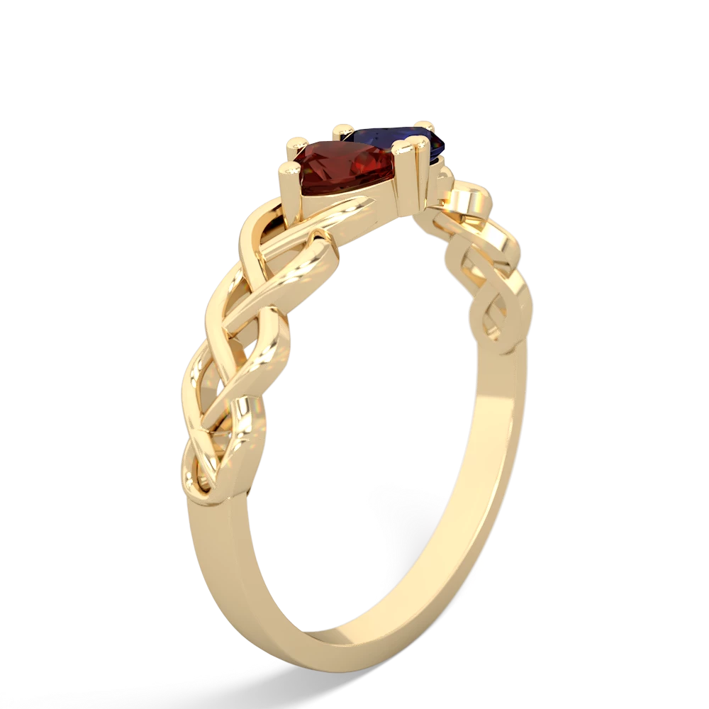 Garnet Heart To Heart Braid 14K Yellow Gold ring R5870