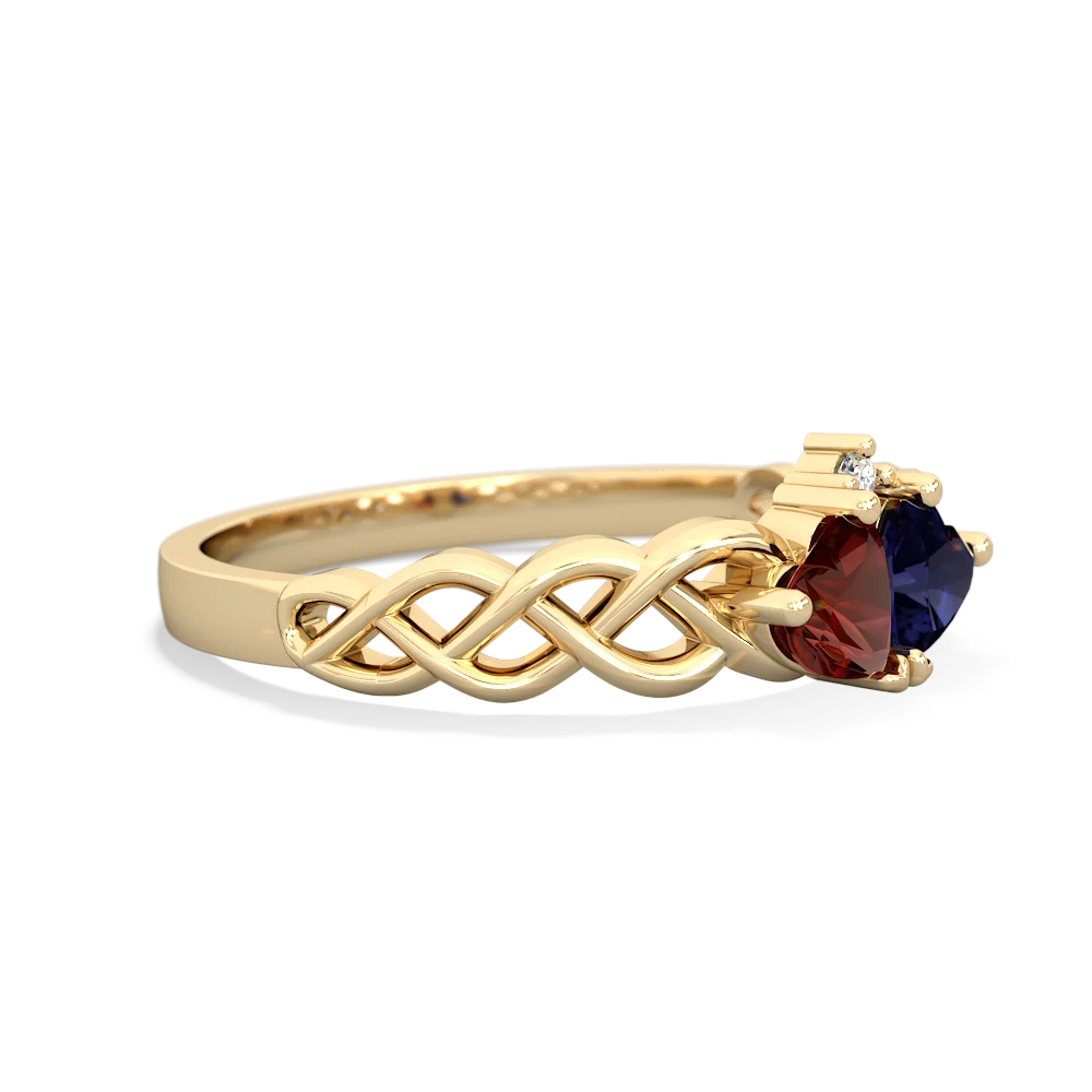 Garnet Heart To Heart Braid 14K Yellow Gold ring R5870