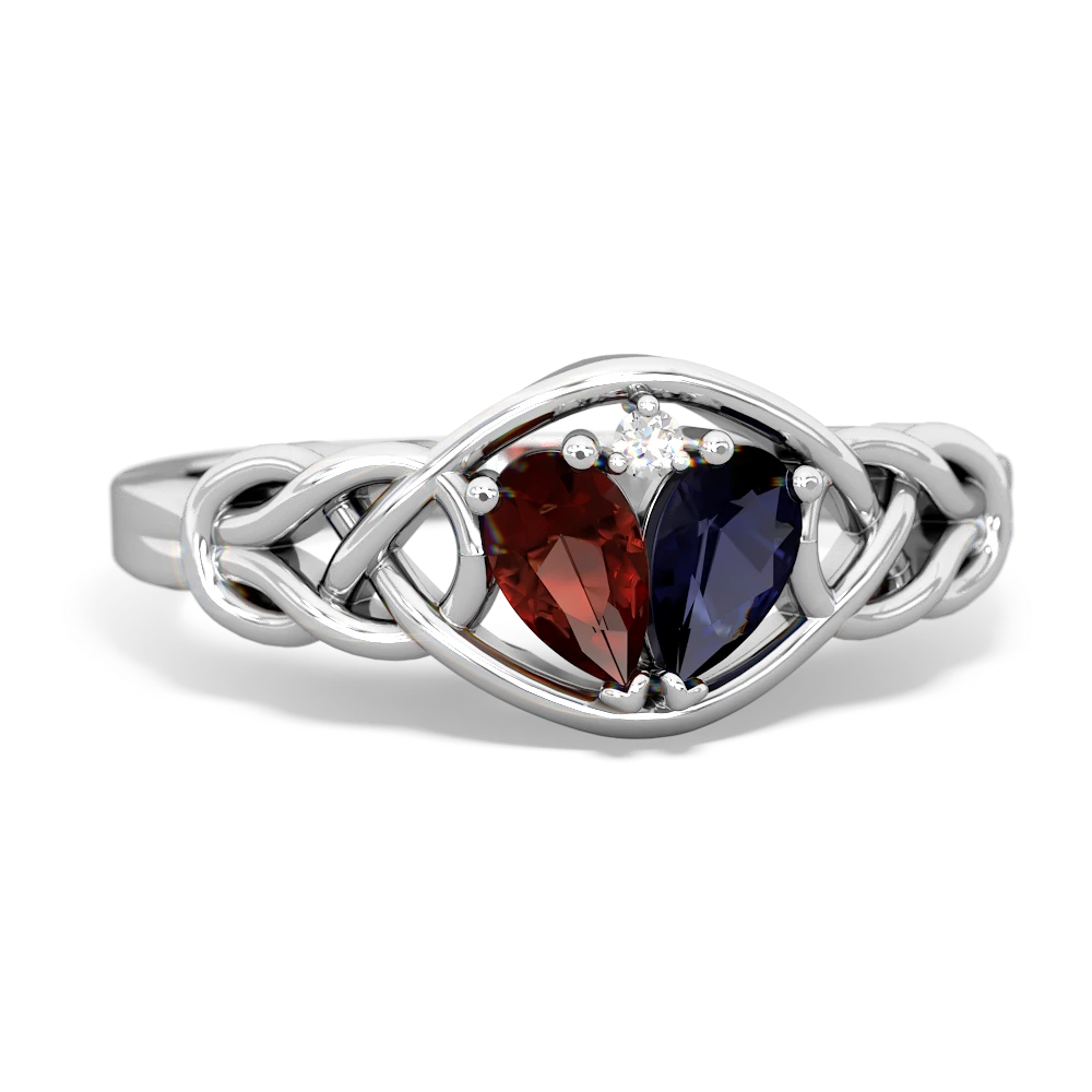 Garnet Celtic Love Knot 14K White Gold ring R5420