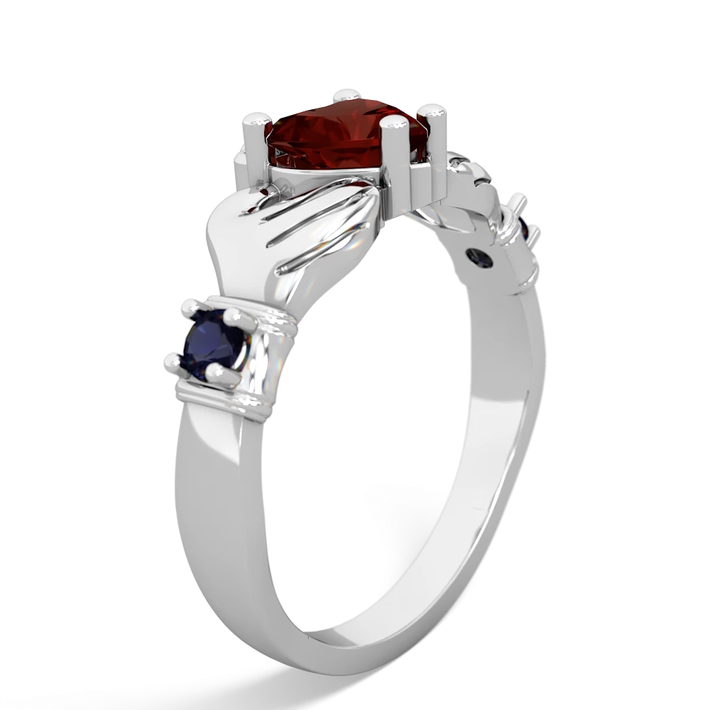 Garnet Claddagh Keepsake 14K White Gold ring R5245