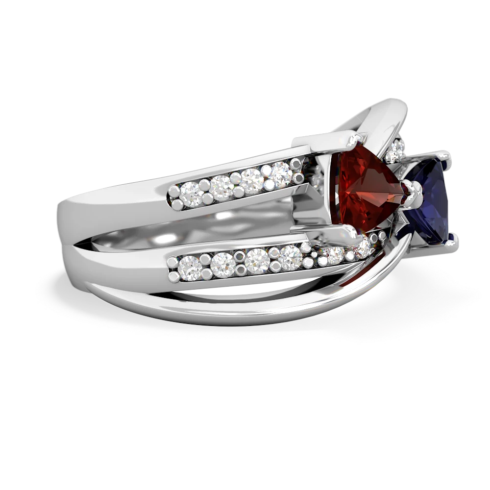 Garnet Bowtie 14K White Gold ring R2360