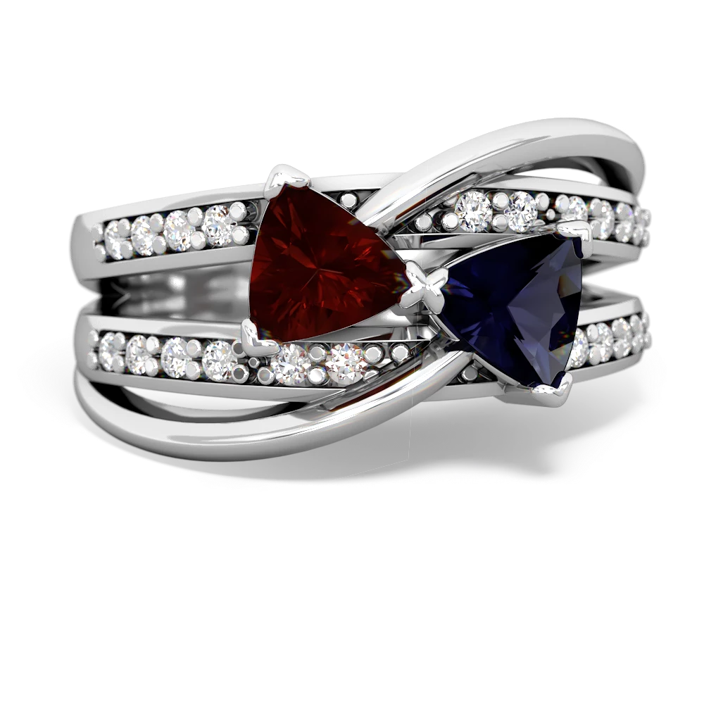 Garnet Bowtie 14K White Gold ring R2360