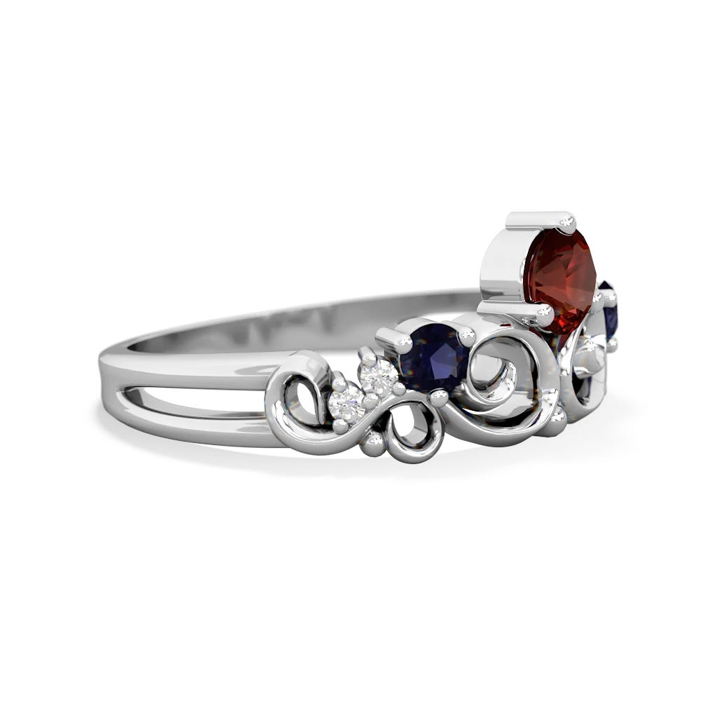 Garnet Crown Keepsake 14K White Gold ring R5740