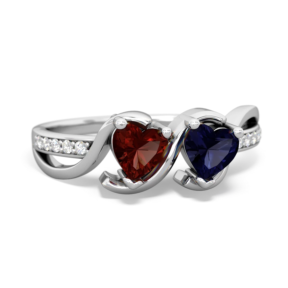 Garnet Side By Side 14K White Gold ring R3090