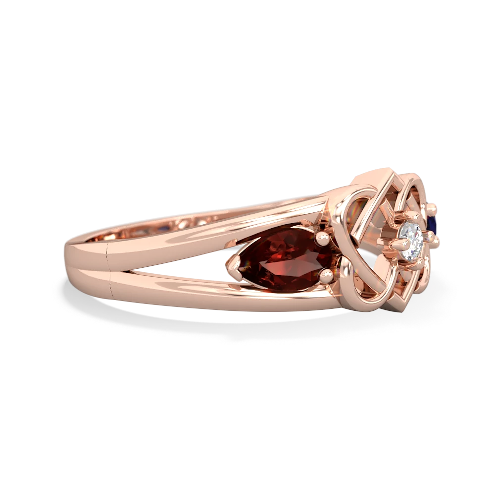 Garnet Hearts Intertwined 14K Rose Gold ring R5880