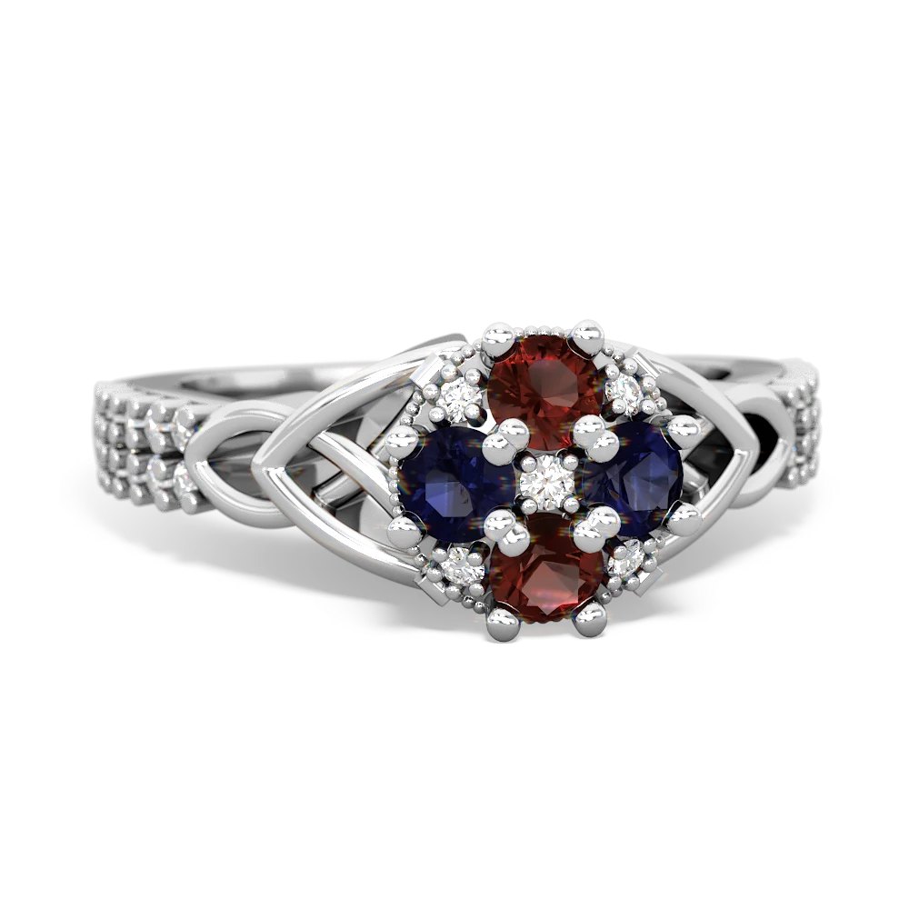 Garnet Celtic Knot Cluster Engagement 14K White Gold ring R26443RD