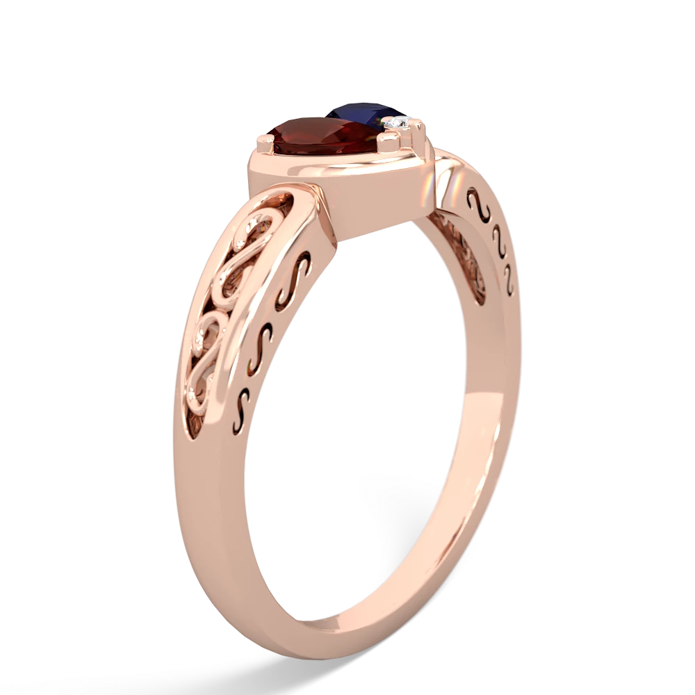 Garnet Filligree 'One Heart' 14K Rose Gold ring R5070