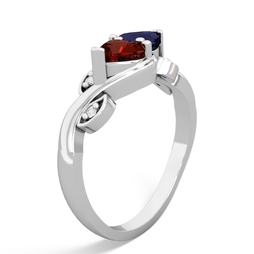 Garnet Floral Elegance 14K White Gold ring R5790