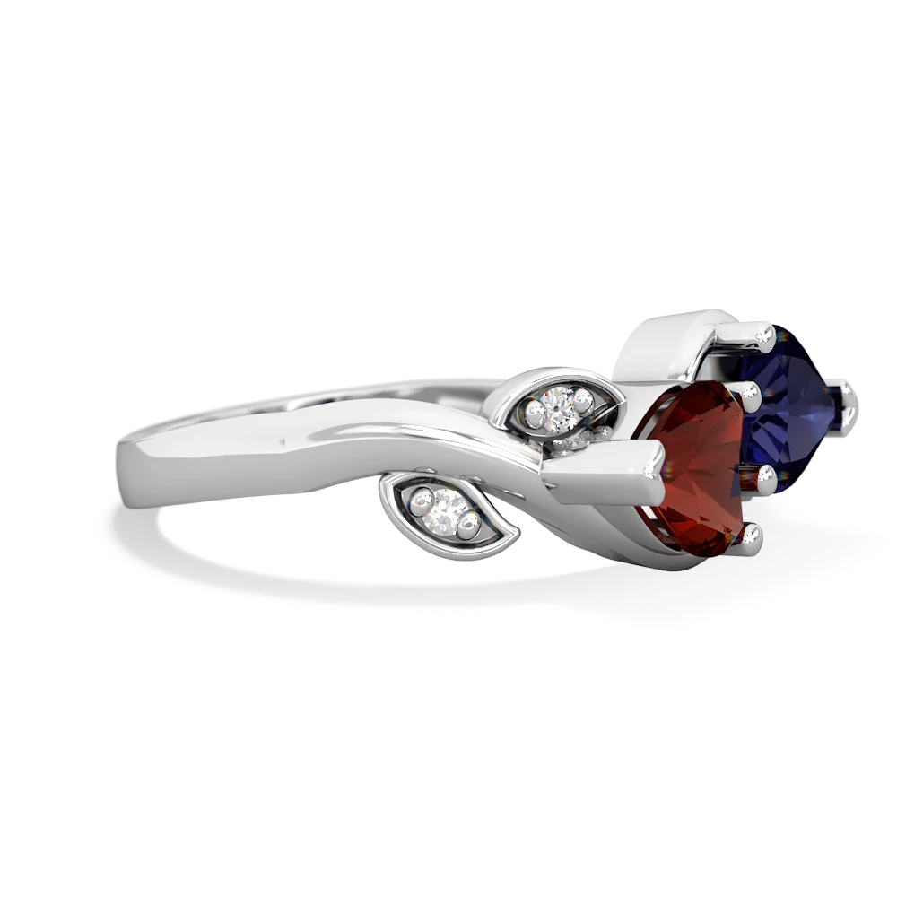 Garnet Floral Elegance 14K White Gold ring R5790