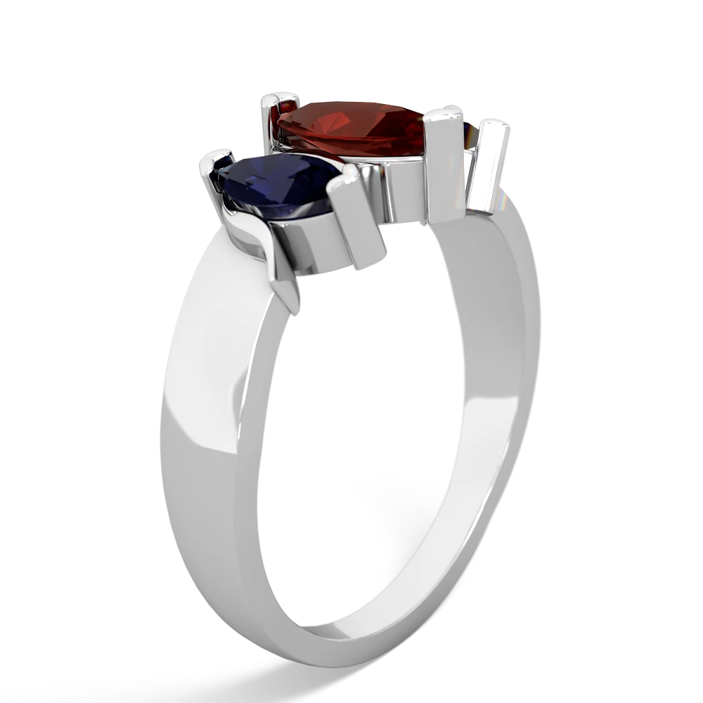 Garnet Three Peeks 14K White Gold ring R2433