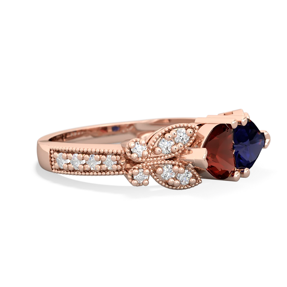 Garnet Diamond Butterflies 14K Rose Gold ring R5601