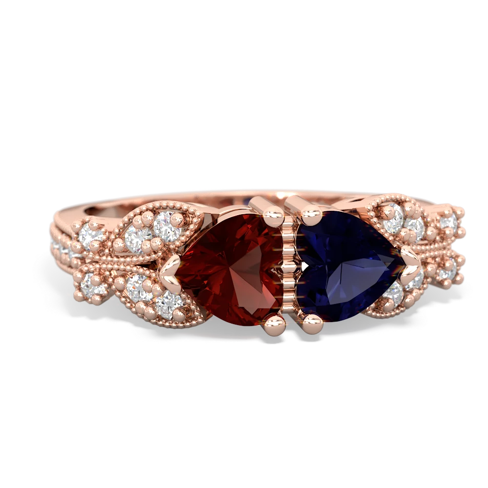 Garnet Diamond Butterflies 14K Rose Gold ring R5601