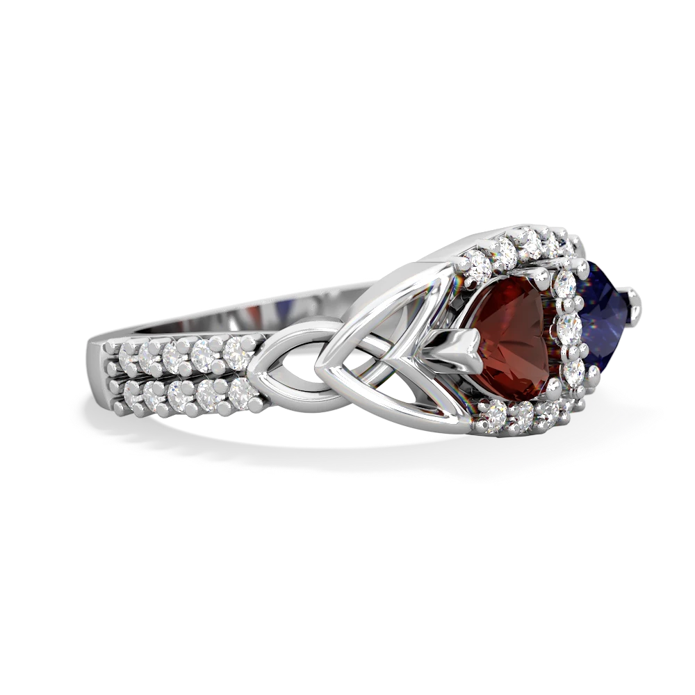 Garnet Sparkling Celtic Knot 14K White Gold ring R2645