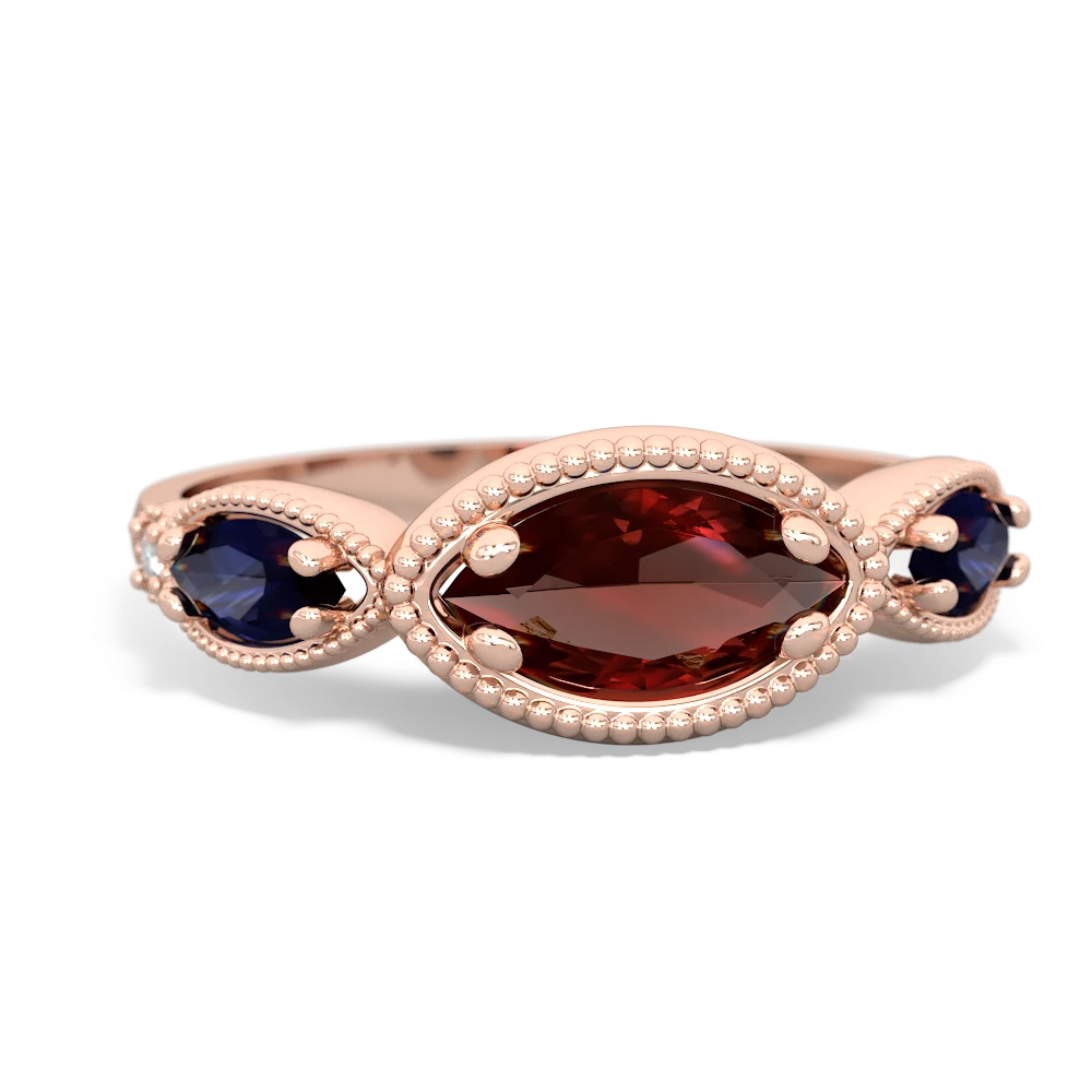 Garnet Milgrain Marquise 14K Rose Gold ring R5700