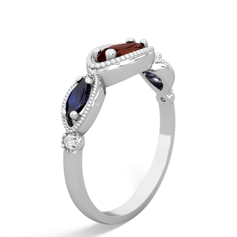 Garnet Milgrain Marquise 14K White Gold ring R5700