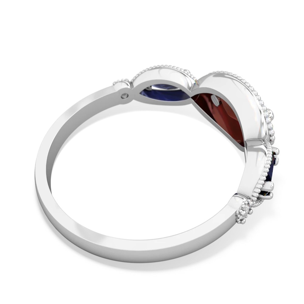 Garnet Milgrain Marquise 14K White Gold ring R5700