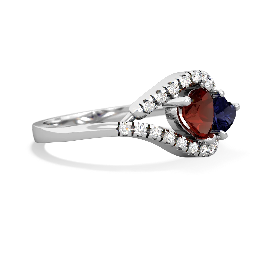 Garnet Mother And Child 14K White Gold ring R3010