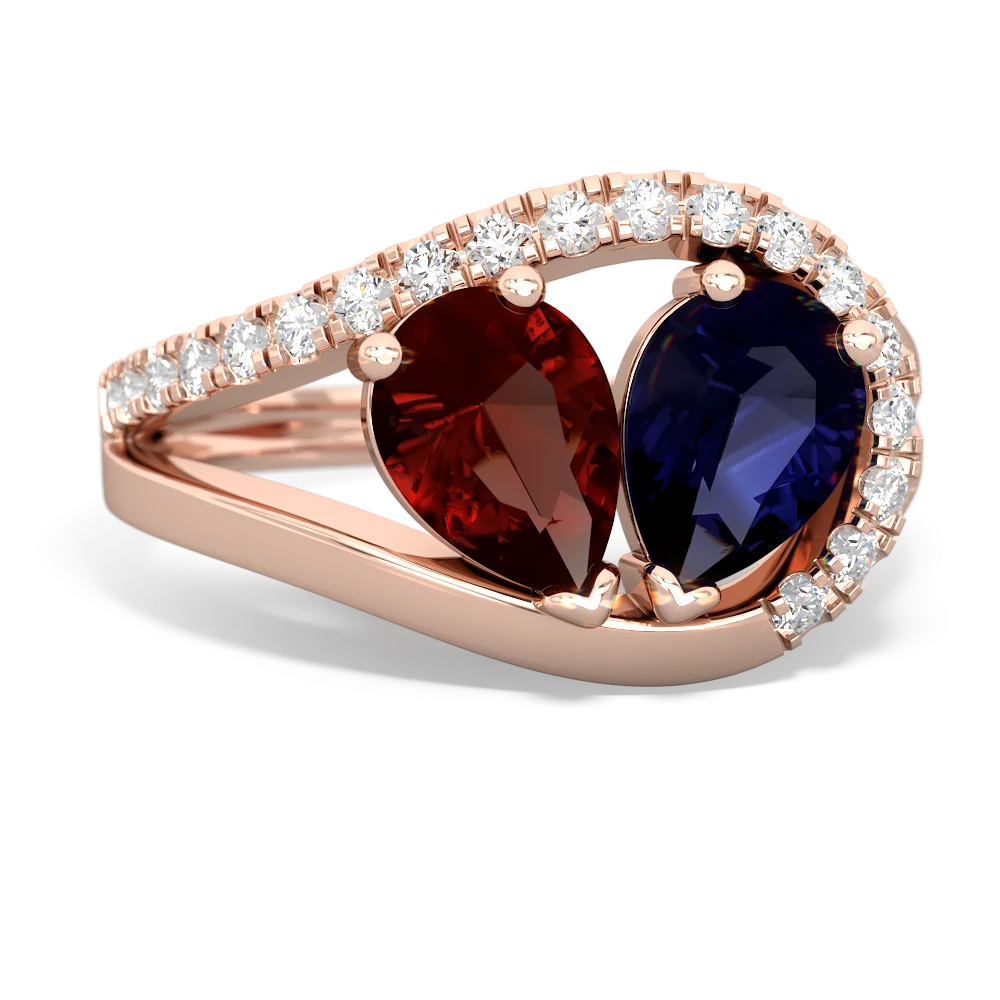 Garnet Nestled Heart Keepsake 14K Rose Gold ring R5650