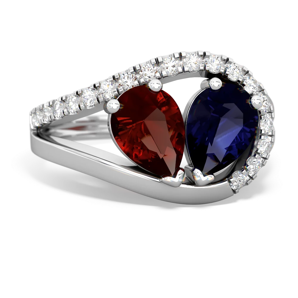 Garnet Nestled Heart Keepsake 14K White Gold ring R5650