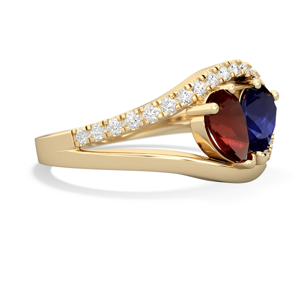 Garnet Nestled Heart Keepsake 14K Yellow Gold ring R5650