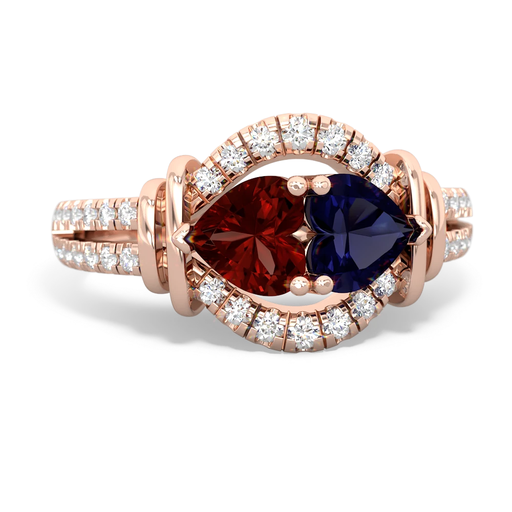 Garnet Art-Deco Keepsake 14K Rose Gold ring R5630