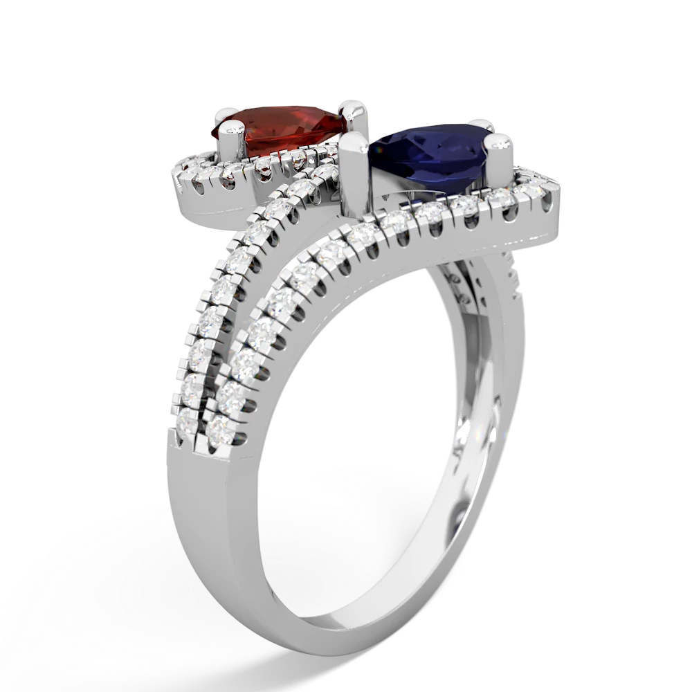 Garnet Diamond Dazzler 14K White Gold ring R3000