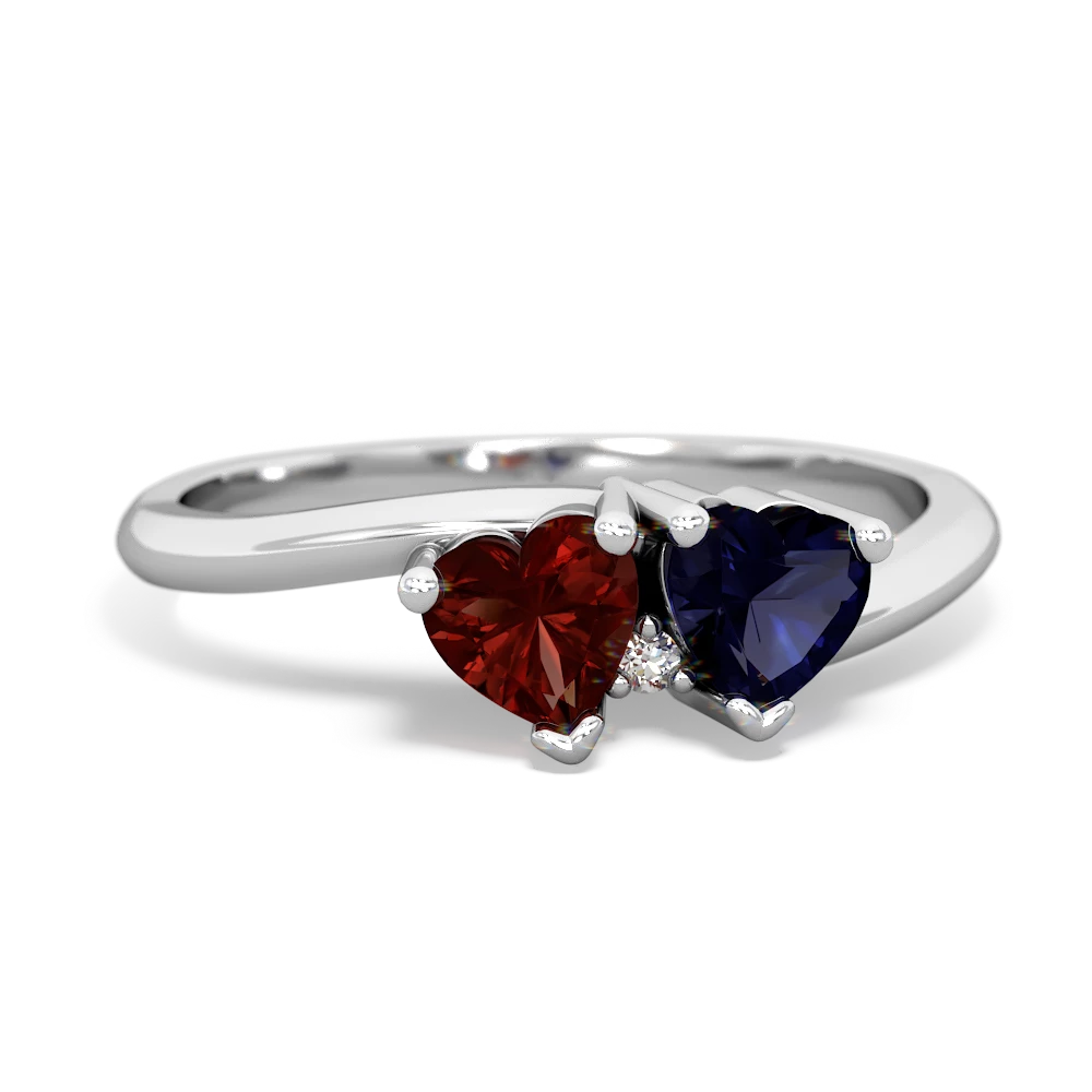 Garnet Sweethearts 14K White Gold ring R5260