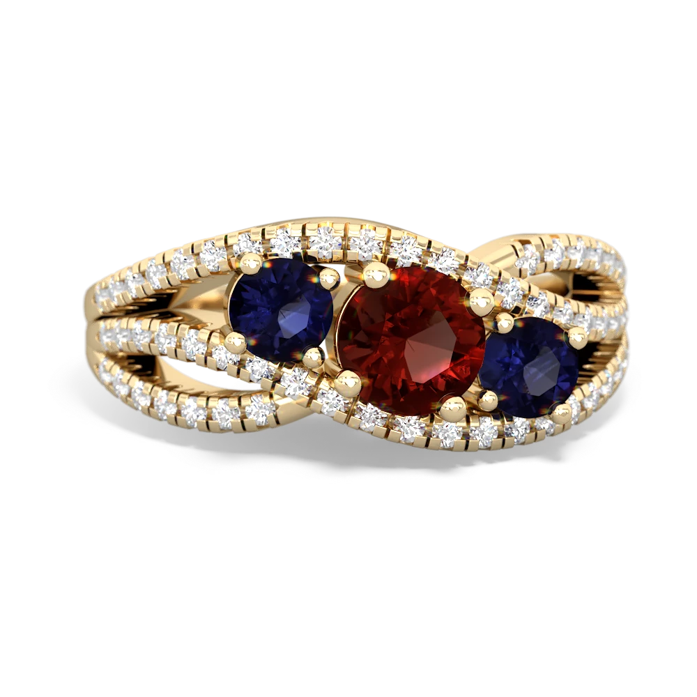 Garnet Three Stone Aurora 14K Yellow Gold ring R3080