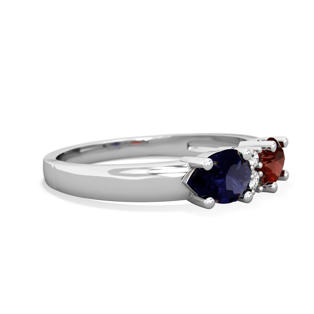 Garnet Pear Bowtie 14K White Gold ring R0865