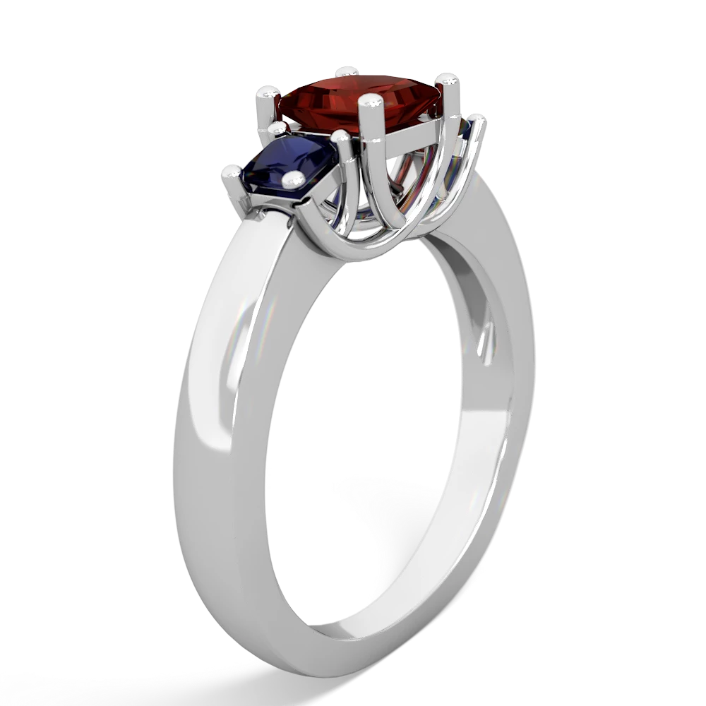 Garnet Three Stone Trellis 14K White Gold ring R4015