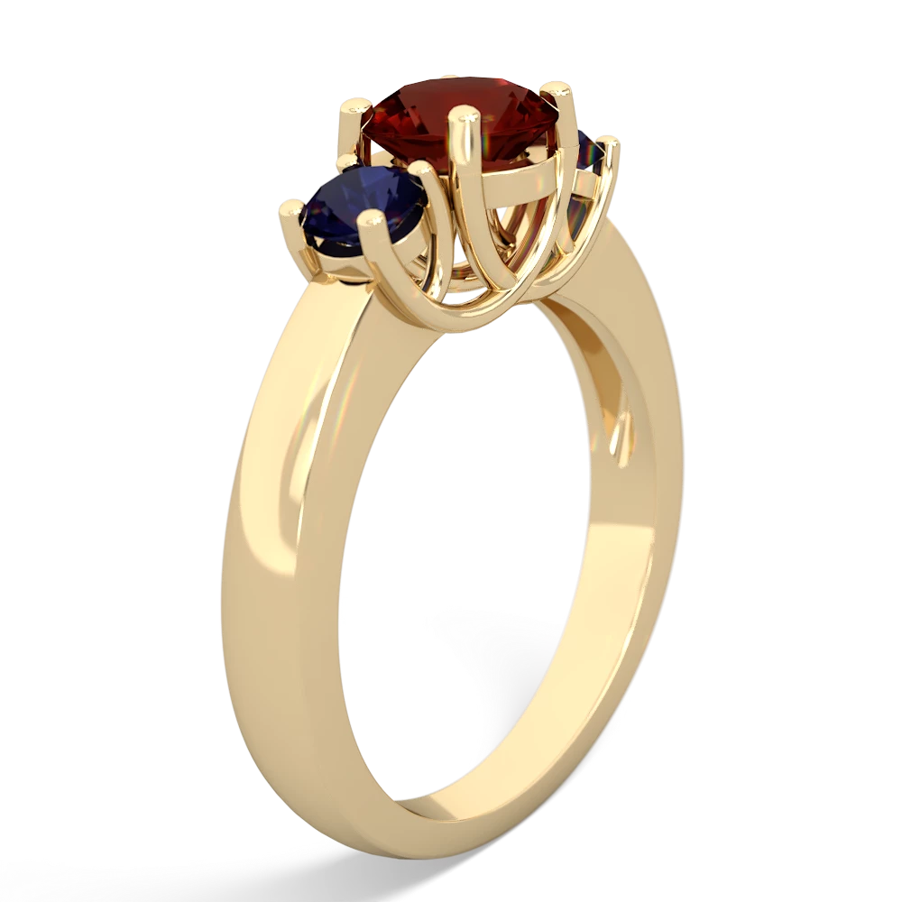 Garnet Three Stone Round Trellis 14K Yellow Gold ring R4018