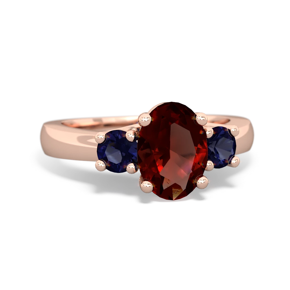 Garnet Three Stone Oval Trellis 14K Rose Gold ring R4024