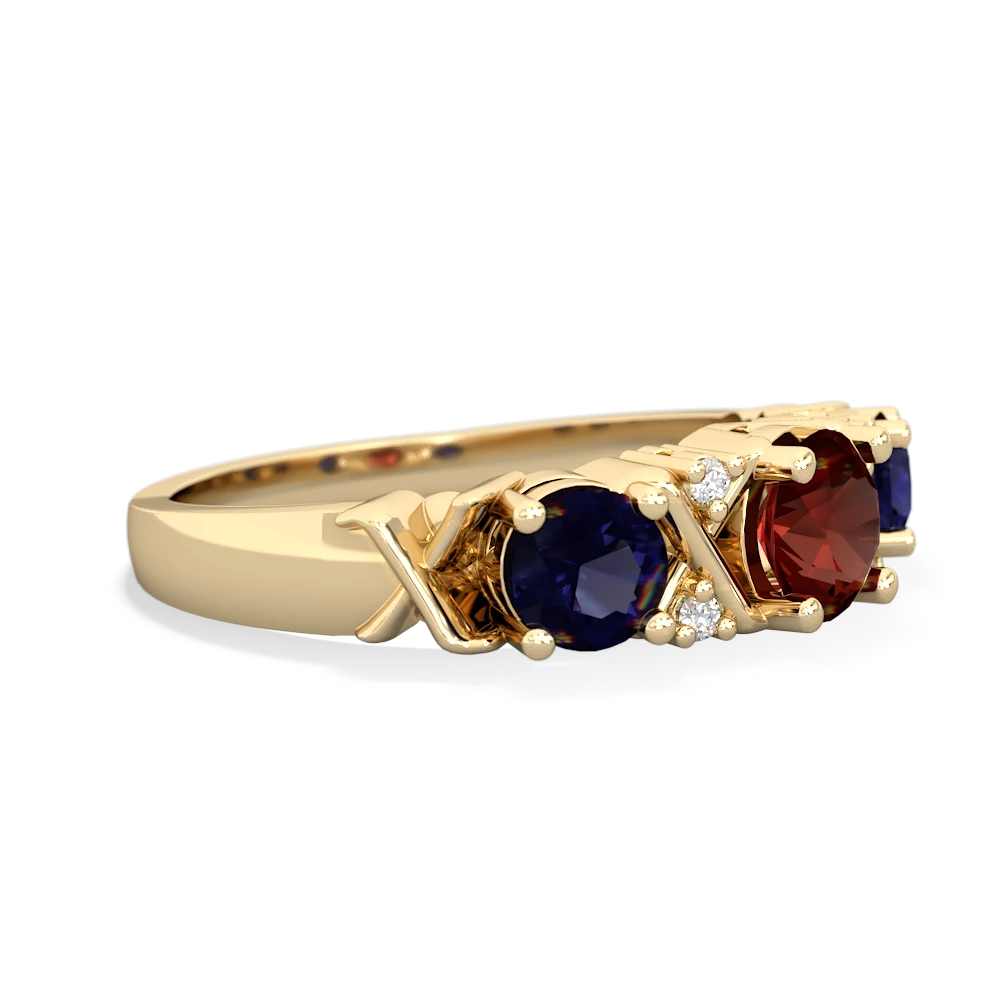 Garnet Hugs And Kisses 14K Yellow Gold ring R5016