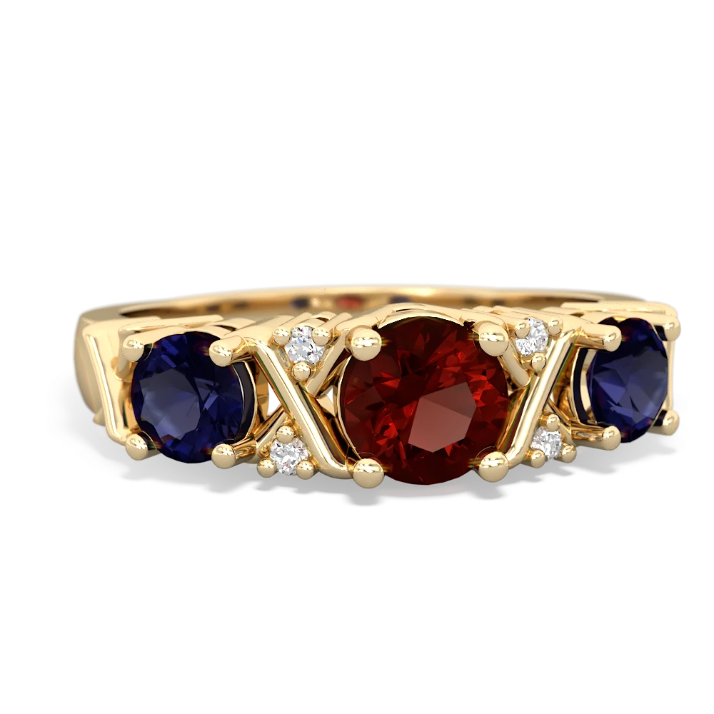 Garnet Hugs And Kisses 14K Yellow Gold ring R5016