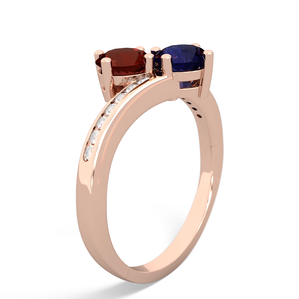 Garnet Channel Set Two Stone 14K Rose Gold ring R5303