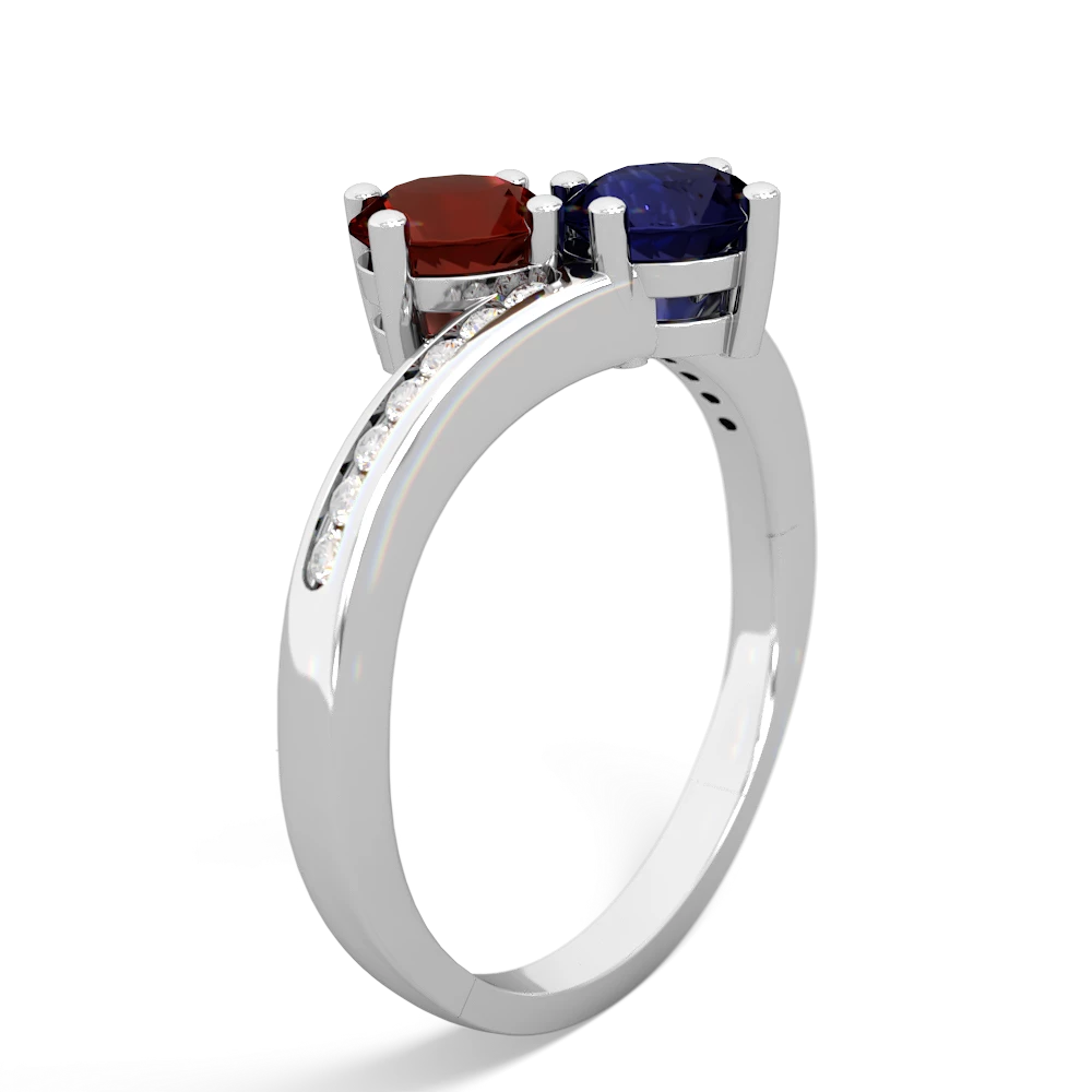 Garnet Channel Set Two Stone 14K White Gold ring R5303