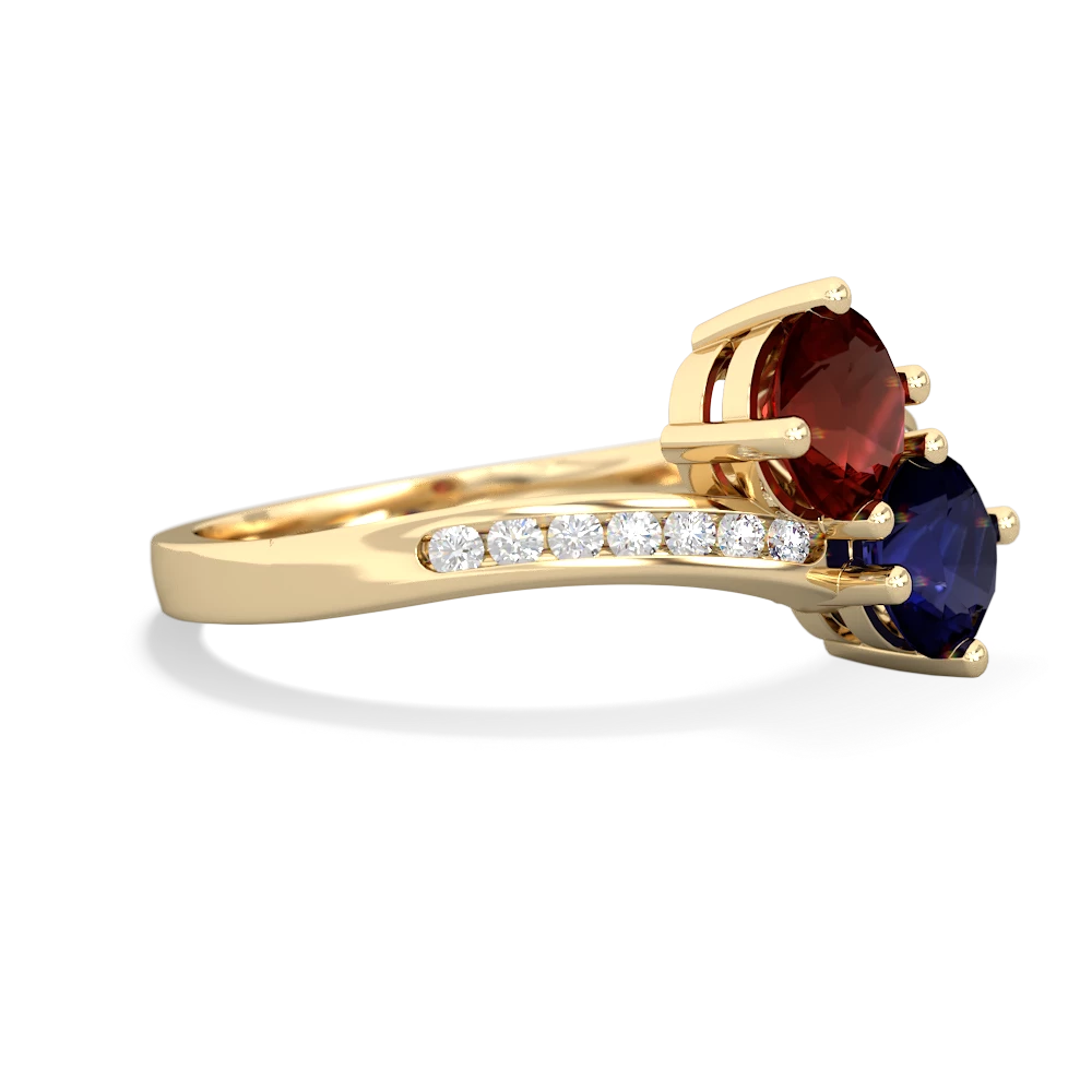 Garnet Channel Set Two Stone 14K Yellow Gold ring R5303