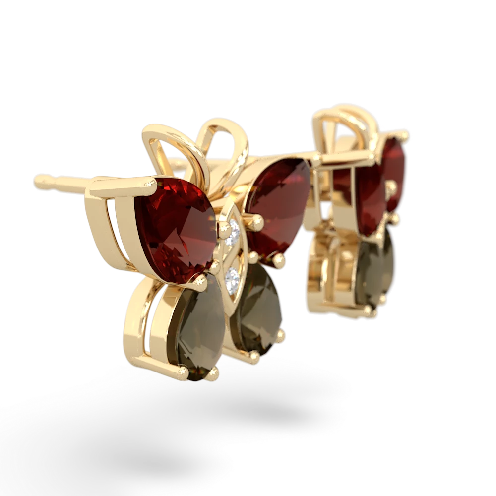 Garnet Butterfly 14K Yellow Gold earrings E2215