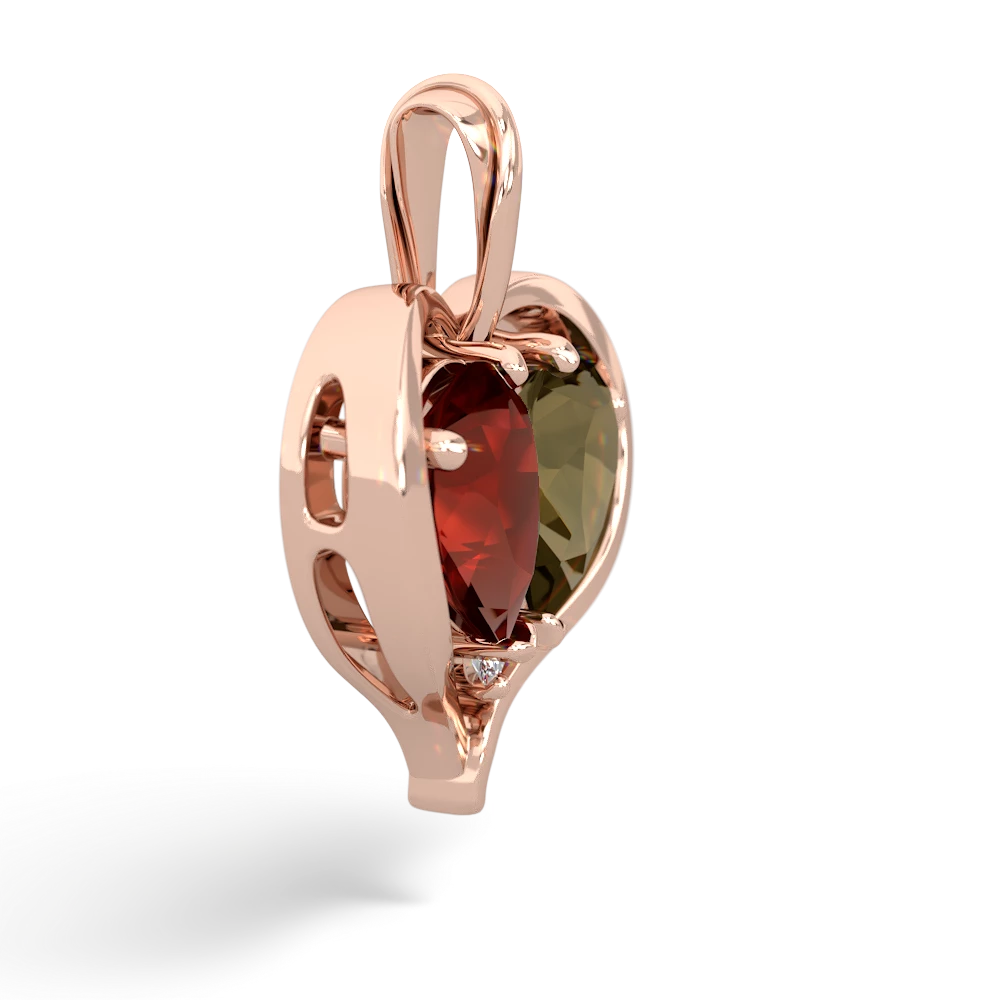 Garnet Two Become One 14K Rose Gold pendant P5330