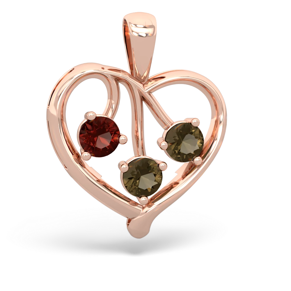 Garnet Glowing Heart 14K Rose Gold pendant P2233