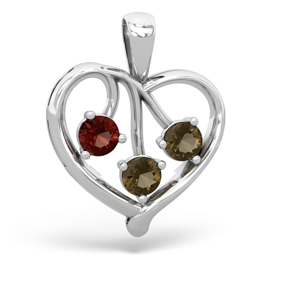 Garnet Glowing Heart 14K White Gold pendant P2233