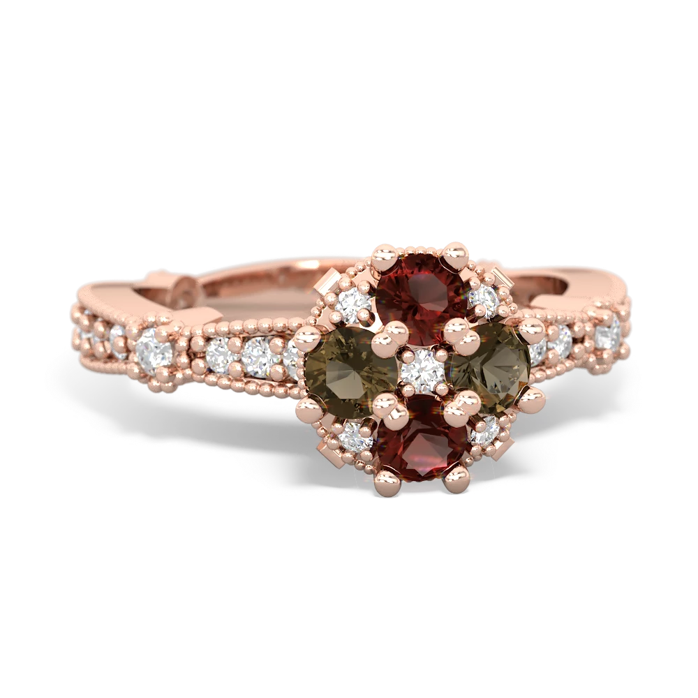 Garnet Sparkling Tiara Cluster 14K Rose Gold ring R26293RD