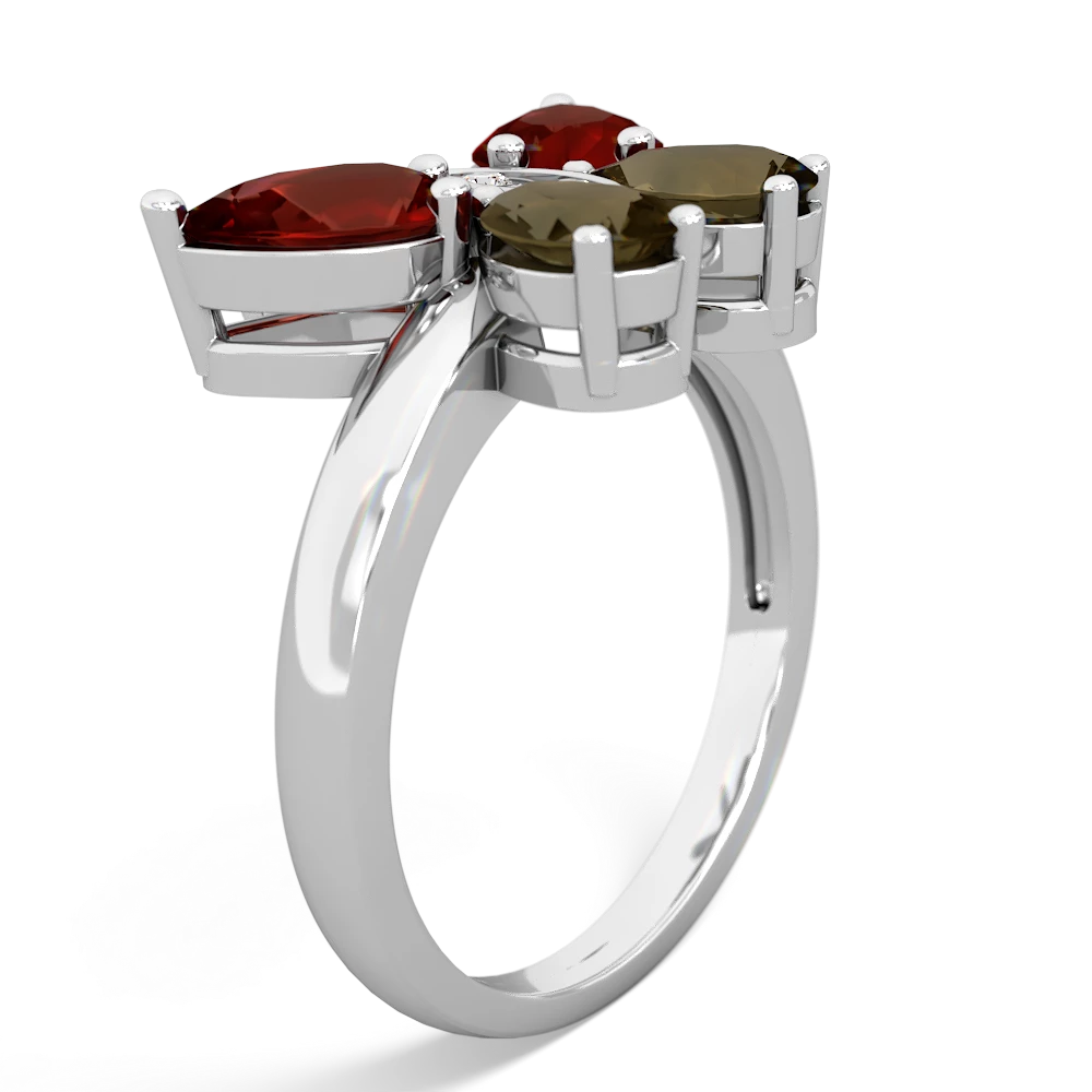 Garnet Butterfly 14K White Gold ring R2215