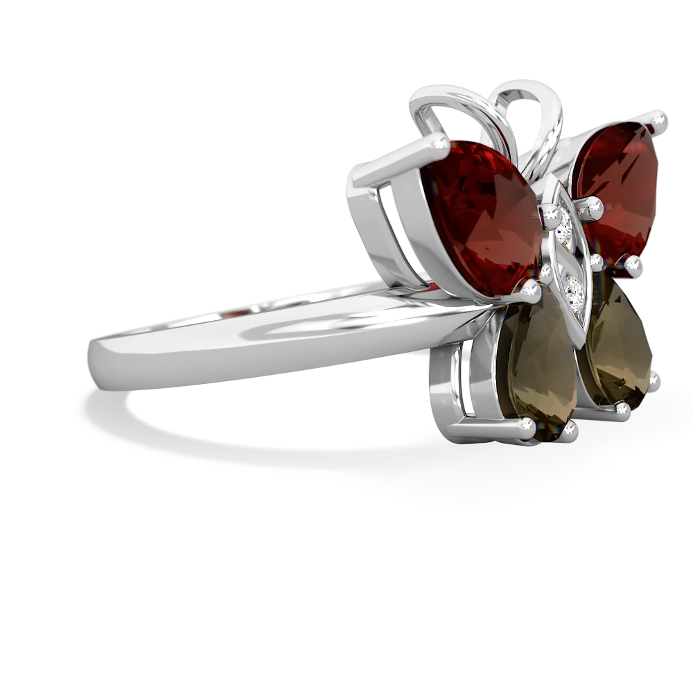 Garnet Butterfly 14K White Gold ring R2215