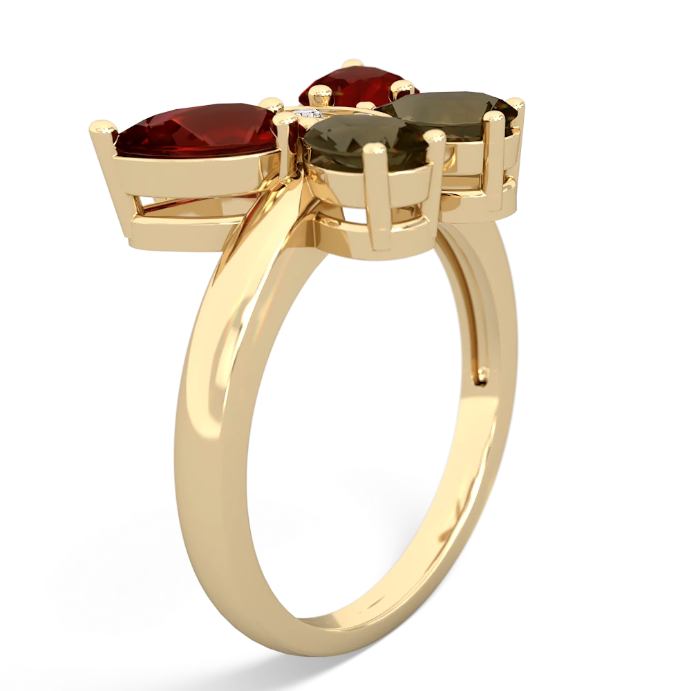 Garnet Butterfly 14K Yellow Gold ring R2215