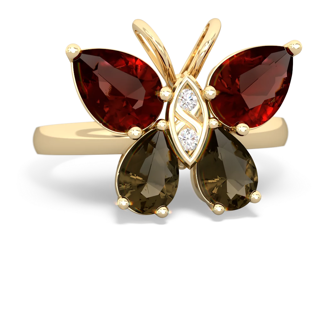 Garnet Butterfly 14K Yellow Gold ring R2215