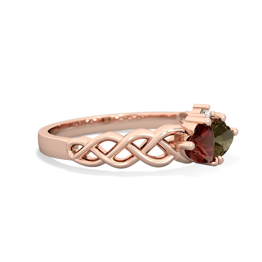 Garnet Heart To Heart Braid 14K Rose Gold ring R5870