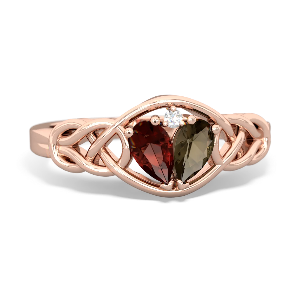 Garnet Celtic Love Knot 14K Rose Gold ring R5420