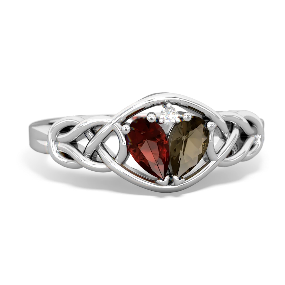 Garnet Celtic Love Knot 14K White Gold ring R5420