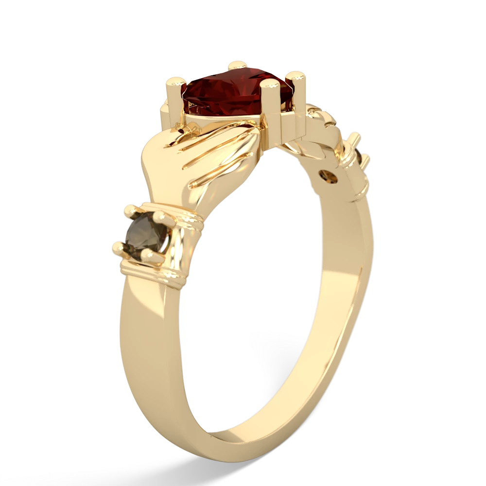 Garnet Claddagh Keepsake 14K Yellow Gold ring R5245